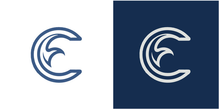 Dolphin in Letter D Logo design, vector illustration