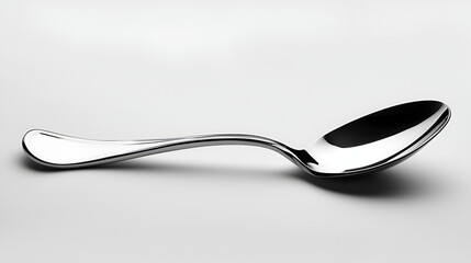 Silver spoon isolated on white background, single, shining brightly, highlighting elegance and luxury, Generative Ai.

