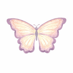Watercolor flying butterfly delicate peach fuzz color. Isolated hand drawn illustration spring exotic wild insect. Template drawing for card, packaging and tableware, textile and sticker, embroidery.