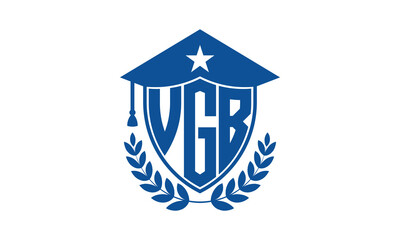 VGB three letter iconic academic logo design vector template. monogram, abstract, school, college, university, graduation cap symbol logo, shield, model, institute, educational, coaching canter, tech