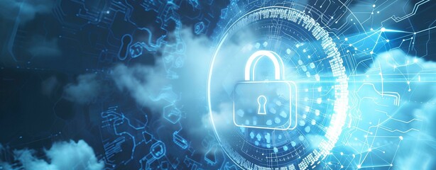 Fototapeta premium Cyber security lock and information protection business technology internet privacy concept
