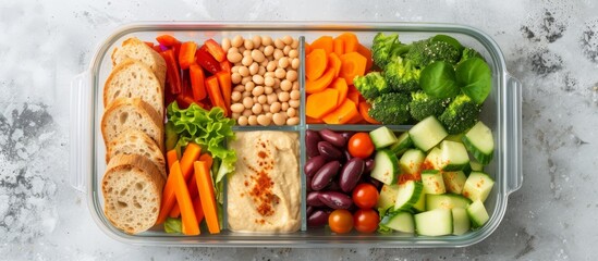 Fresh and colorful assortment of various healthy vegetables in a container for cooking delicious meals