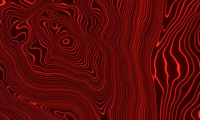 Red contour lines. Topographic terrain.