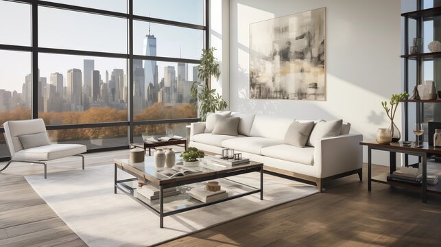 Chic City Skyline View Design a sunroom with floor-to-ceiling windows that offer panoramic views of the city skyline