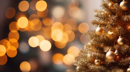 Obraz na płótnie Canvas christmas background,Christmas tree background with gold blurred light 