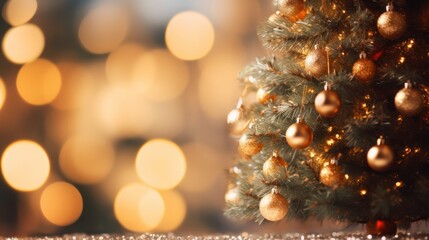 Obraz na płótnie Canvas christmas background,Christmas tree background with gold blurred light 