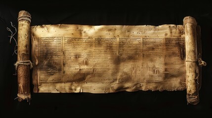 An Ancient Looking Hebrew Scroll of the Torah. - obrazy, fototapety, plakaty