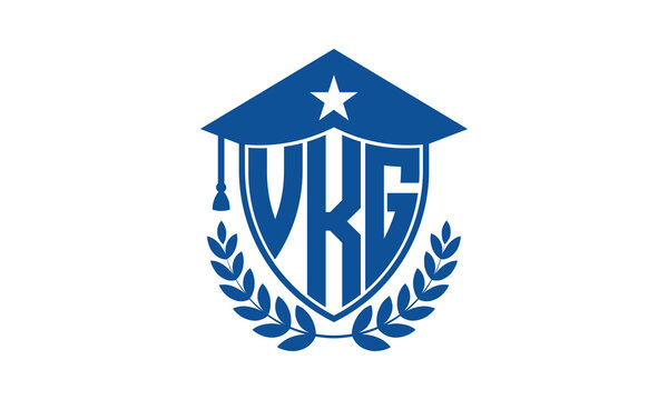 VKG three letter iconic academic logo design vector template. monogram, abstract, school, college, university, graduation cap symbol logo, shield, model, institute, educational, coaching canter, tech