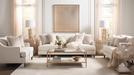 Fototapeta na wymiar Chic Comfort Create a cozy yet stylish living room with plush furnishings