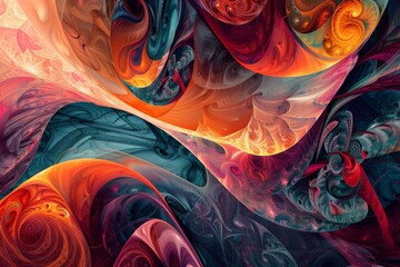 Abstract artwork with a striking contrast of fiery swirls and cool waves, suggesting a blend of...
