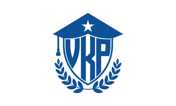 VKP three letter iconic academic logo design vector template. monogram, abstract, school, college, university, graduation cap symbol logo, shield, model, institute, educational, coaching canter, tech