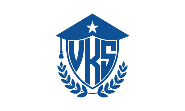 VKS three letter iconic academic logo design vector template. monogram, abstract, school, college, university, graduation cap symbol logo, shield, model, institute, educational, coaching canter, tech