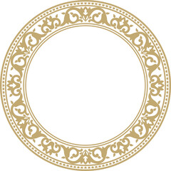 Vector gold round turkish ornament. Endless Ottoman national border, frame, ring..