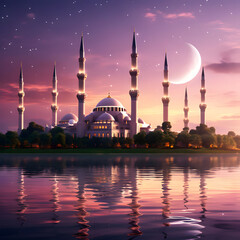 blue mosque at night city