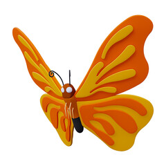 Beautiful Yellow Butterfly flying 3D Illustration