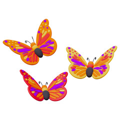  3D Illustration Beautiful Yellow Butterfly Icon