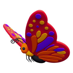 Beautiful Butterfly flying 3D Illustration