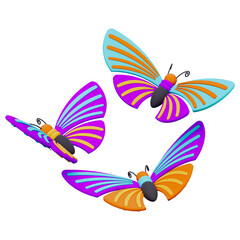  3D Illustration Beautiful Purple Butterfly flying icon