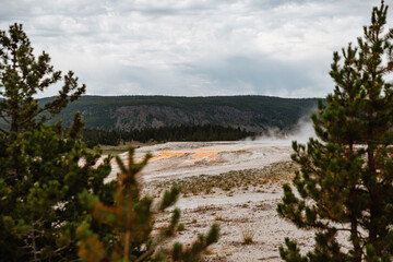 Yellowstone National Park landscape showing geothermal activity