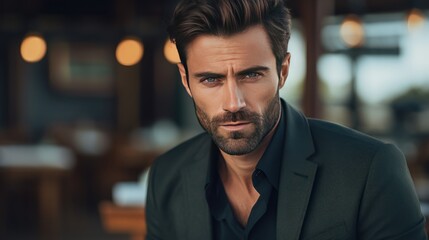 Fototapeta premium handsome and stylish man looking at camera, 