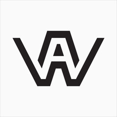 Creative WA or AW initial monogram black unique logo design