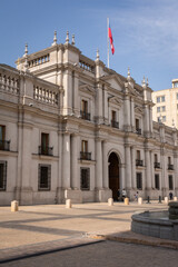 Fototapeta na wymiar Facade of Presidential Palace historic building in Santiago
