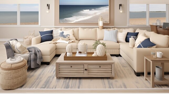 Coastal-chic Home Theater with Soft Sand Beige Walls and Nautical Luxe Transform your home theater into a coastal-chic retreat with soft sand beige walls