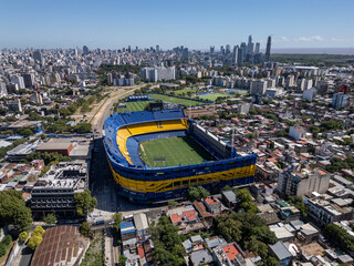 Beautiful aerial view to La Bombonera soccer stadium for Boca Juniors