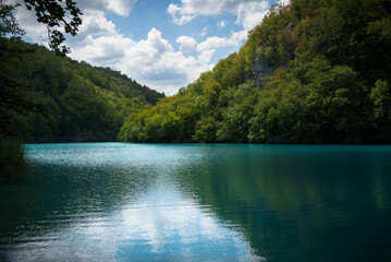 Plitvice lakes in Croatia in a sunny day