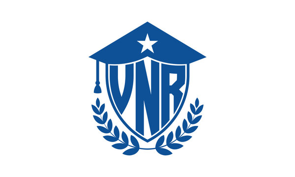 VNR three letter iconic academic logo design vector template. monogram, abstract, school, college, university, graduation cap symbol logo, shield, model, institute, educational, coaching canter, tech