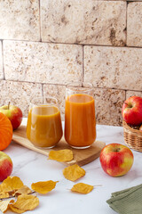 pumpkin juice in a glass on the table