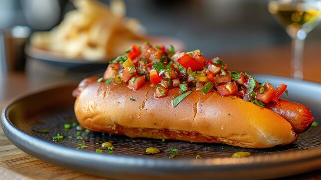 Hot Dog with Yellow Mustard on the table