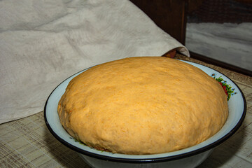 Making dough at home.