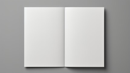 Blank white book open pages or brochure top-down isolated in grey background. Generative ai
