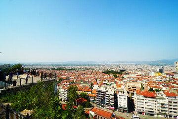 View of the city, View on central part of Bursa city in Turkey.