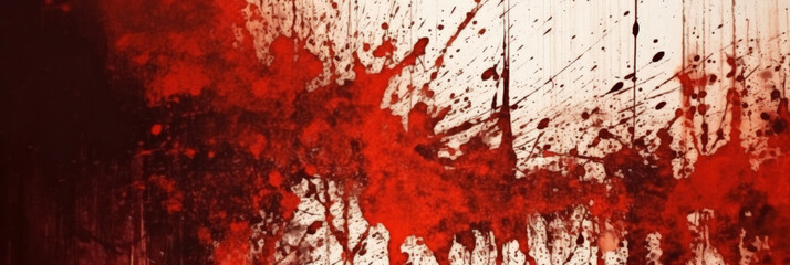 Obraz premium red paint splatter on white wall background, Red blood splatter on a grunge wall, horror wall, halloween wall, red vintage, retro,red splash dripped blood textured wall,banner poster design walll