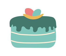 Cake hand drawn vector doodle illustration. Isolated on white background. Spring season simple element