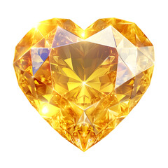 Fototapeta premium Yellow heart diamond isolated on transparent background, transparency 