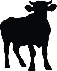 Cow Silhouette illustration Vector White Background