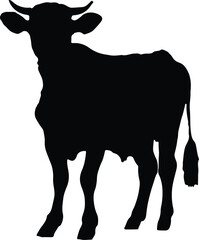 Cow Silhouette illustration Vector White Background