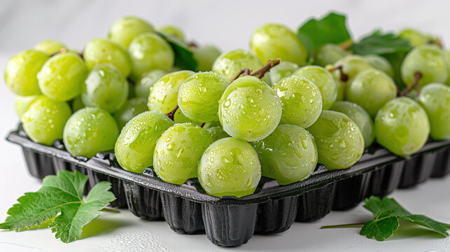 shine muscat grape, Fresh and healthy green grape, green grape, and green salad with a bunch of ripe and sweet grapes, on a white background
