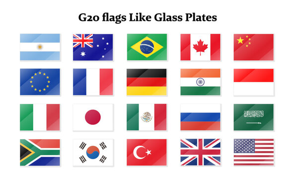 G20サミット参加国の国旗セット（ツヤのあるデザイン）