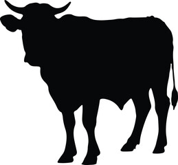 Cow Silhouette illustration Vector White Background