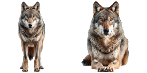Gray Wolf sitting isolated on transparent background