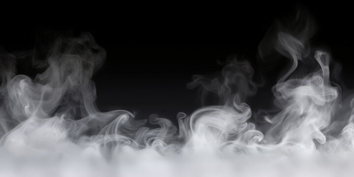  white smoke on black background, fog cloud floor mist background steam dust dark white horror overlay, banner poster  design