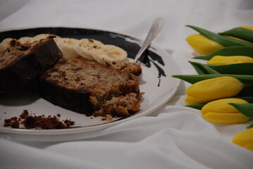 BANANA cake on a plate