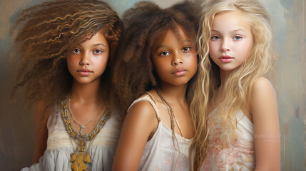 Fototapeta premium three girls of different nationalities