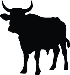 Cow Silhouette illustration Vector White Background