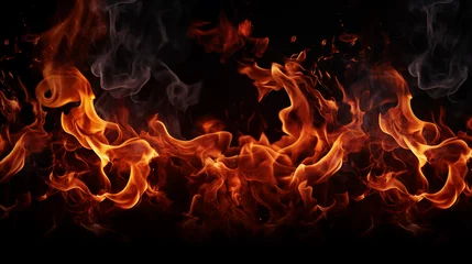Poster Fire flames on black background  © Business Pics