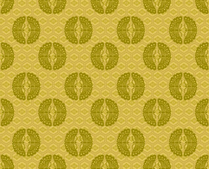 有職文様_金の亀甲花菱に向蝶丸